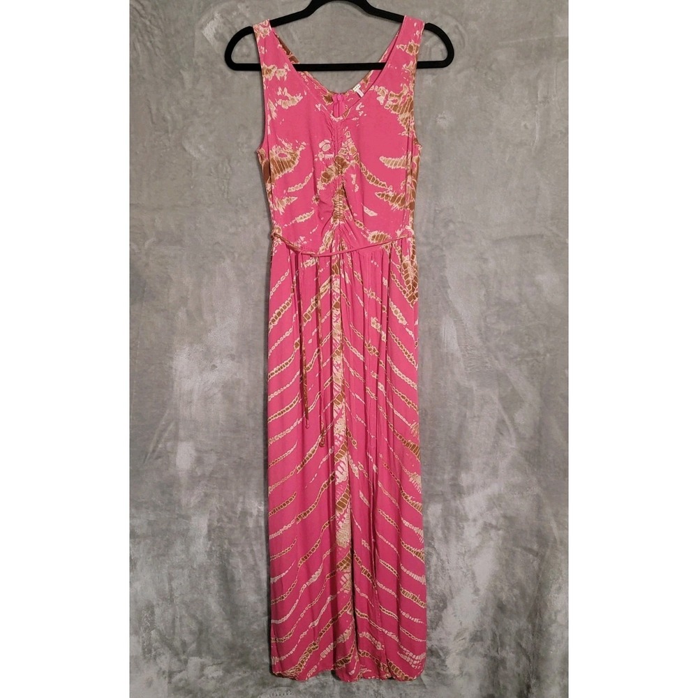 YFB Young Fabulous & Broke FLAMENCO SAVANNAH WASH Deep Slit Belted Maxi Dress M